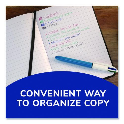 Image of BIC® MM11-AST 4-Color Multi-Color Ballpoint Pen, Retractable, Medium 1 mm, Black/Blue/Green/Red Ink, Blue/White Barrel, 12/Box