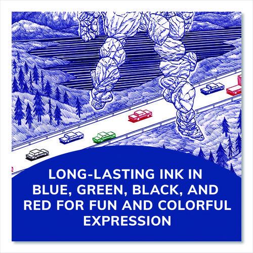 Image of BIC® MM11-AST 4-Color Multi-Color Ballpoint Pen, Retractable, Medium 1 mm, Black/Blue/Green/Red Ink, Blue/White Barrel, 12/Box