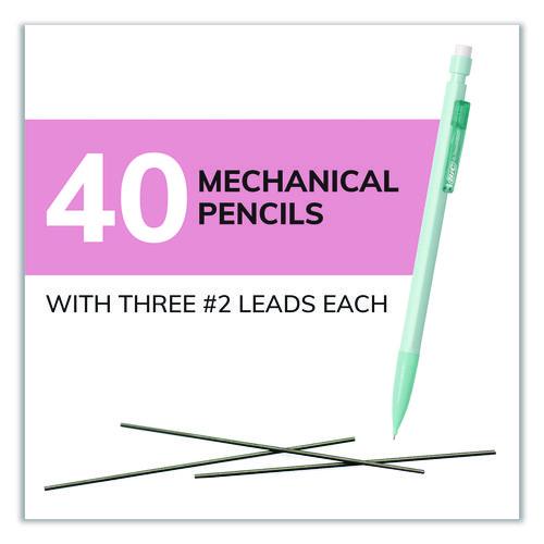 Image of BIC® MP40TX-BLK Xtra Smooth Mechanical Pencil, HB #2 Black Lead, Assorted Pastel Color Barrels, 40/Pack