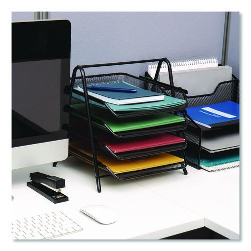Image of Mind Reader 4TPAPER-BLK Tiered Metal Mesh Desk Tray Organizer, 4-Tier, Letter Size, 13.75 x 12 x 12.5, Black