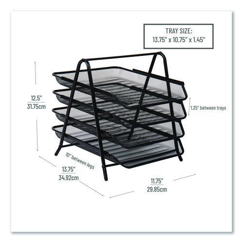 Image of Mind Reader 4TPAPER-BLK Tiered Metal Mesh Desk Tray Organizer, 4-Tier, Letter Size, 13.75 x 12 x 12.5, Black