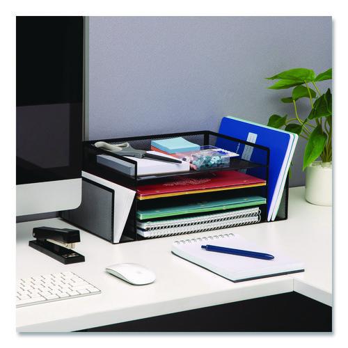 Image of Mind Reader Metal Mesh Desktop Organizer Letter Tray, 6 Sections, Letter Size, 9.15 x 16.75 x 6, Black