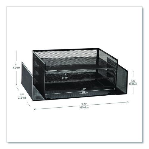 Image of Mind Reader Metal Mesh Desktop Organizer Letter Tray, 6 Sections, Letter Size, 9.15 x 16.75 x 6, Black