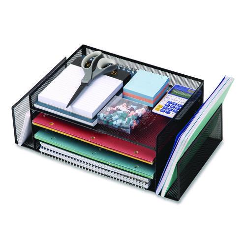 Image of Mind Reader Metal Mesh Desktop Organizer Letter Tray, 6 Sections, Letter Size, 9.15 x 16.75 x 6, Black