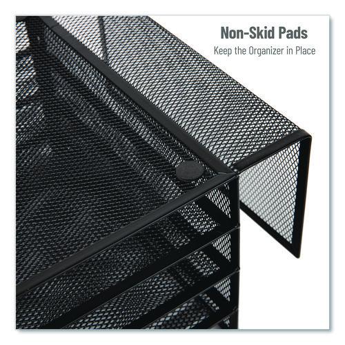Image of Mind Reader Metal Mesh Desktop Organizer Letter Tray, 6 Sections, Letter Size, 9.15 x 16.75 x 6, Black
