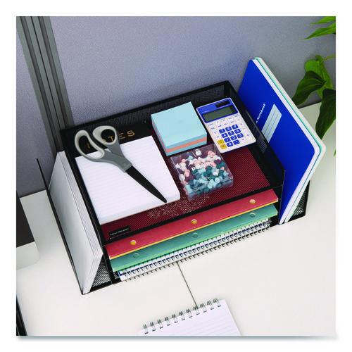 Image of Mind Reader Metal Mesh Desktop Organizer Letter Tray, 6 Sections, Letter Size, 9.15 x 16.75 x 6, Black