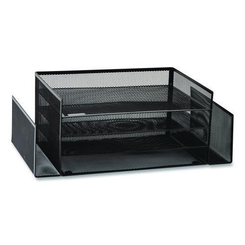 Image of Mind Reader Metal Mesh Desktop Organizer Letter Tray, 6 Sections, Letter Size, 9.15 x 16.75 x 6, Black