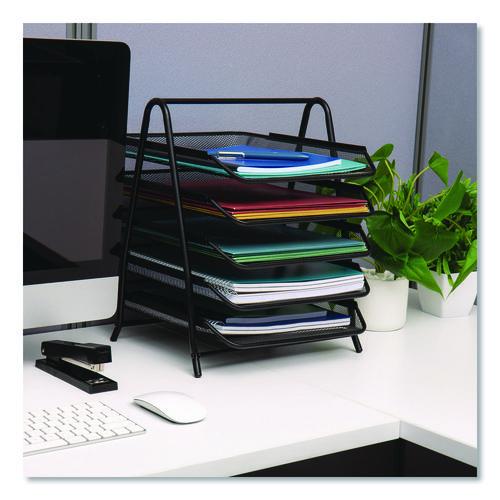 Image of Mind Reader Metal Mesh Desk Tray Organizer, 5-Tier, Letter Size, 14 x 11.75 x 14.5, Black