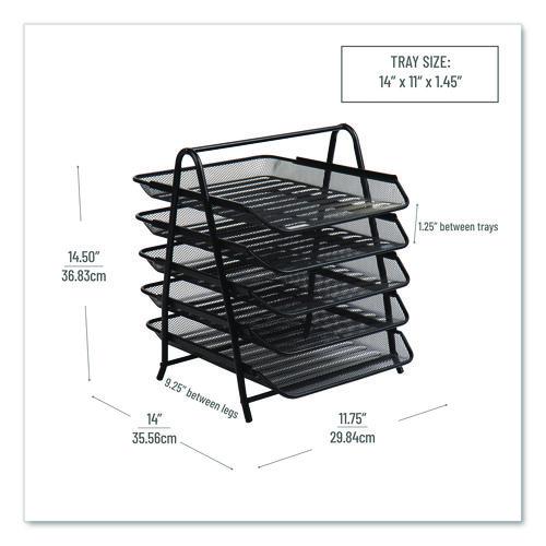Image of Mind Reader Metal Mesh Desk Tray Organizer, 5-Tier, Letter Size, 14 x 11.75 x 14.5, Black