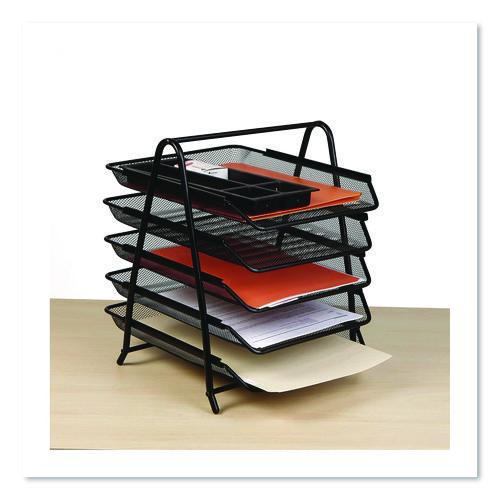 Image of Mind Reader Metal Mesh Desk Tray Organizer, 5-Tier, Letter Size, 14 x 11.75 x 14.5, Black
