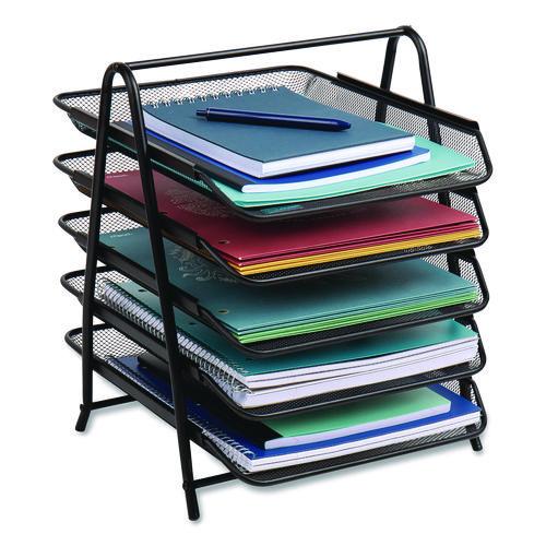 Image of Mind Reader Metal Mesh Desk Tray Organizer, 5-Tier, Letter Size, 14 x 11.75 x 14.5, Black