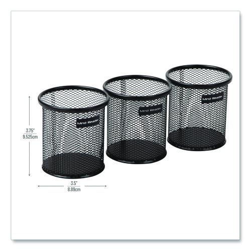 Image of Mind Reader CLIPMESH3-BLK Metal Mesh Utensil Holder, 3.5" dia x 3.7"h, Black, 3/Pack