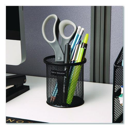 Image of Mind Reader CLIPMESH3-BLK Metal Mesh Utensil Holder, 3.5" dia x 3.7"h, Black, 3/Pack