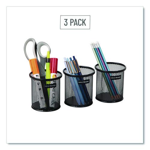 Image of Mind Reader CLIPMESH3-BLK Metal Mesh Utensil Holder, 3.5" dia x 3.7"h, Black, 3/Pack