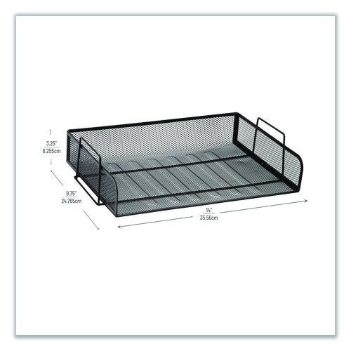 Image of Mind Reader DSTACK4-BLK Stackable Paper Desk Tray Organizer, Letter Size, 9.75 x 14 x 3.25, Black, 4/Pack