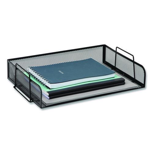 Image of Mind Reader DSTACK4-BLK Stackable Paper Desk Tray Organizer, Letter Size, 9.75 x 14 x 3.25, Black, 4/Pack