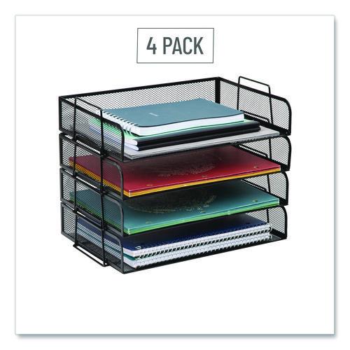 Image of Mind Reader DSTACK4-BLK Stackable Paper Desk Tray Organizer, Letter Size, 9.75 x 14 x 3.25, Black, 4/Pack