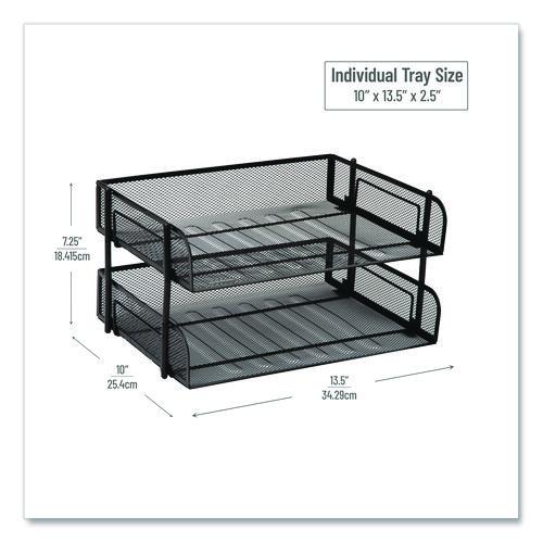 Image of Mind Reader ESTACK2-BLK Stackable Paper Desk Tray Organizer, Letter Size, 10 x 13.5 x 2.5, Black, 2/Pack
