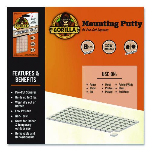 Image of Gorilla® 102745 Removable Mounting Putty, Repositionable and Reusable, 2 oz, 84 Squares/Pack