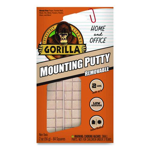 Image of Gorilla® 102745 Removable Mounting Putty, Repositionable and Reusable, 2 oz, 84 Squares/Pack