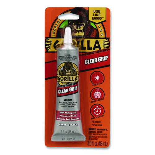 Image of Gorilla® 8040002 Clear Grip Contact Adhesive, 3 oz Tube, Dries Clear