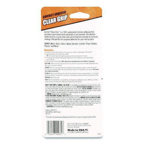 Image of Gorilla® 8040002 Clear Grip Contact Adhesive, 3 oz Tube, Dries Clear