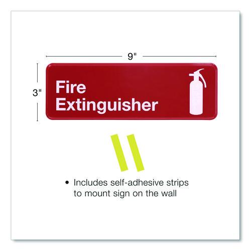 Image of Excello Global Products® EGP-HD-0480-S Fire Extinguisher Wall Sign, 9" x 3", Red Face, White Graphics, 3/Pack