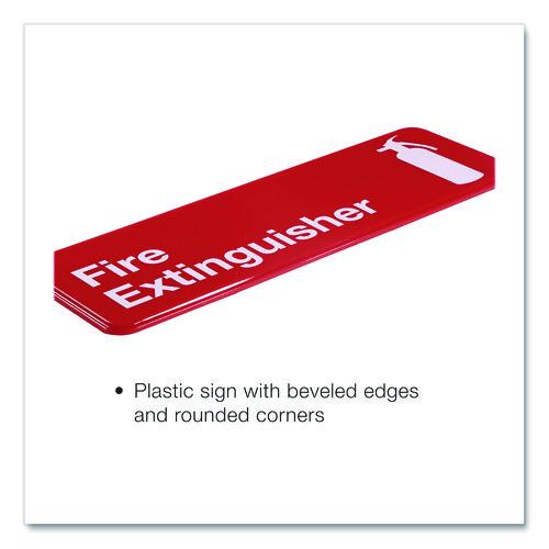 Image of Excello Global Products® EGP-HD-0480-S Fire Extinguisher Wall Sign, 9" x 3", Red Face, White Graphics, 3/Pack