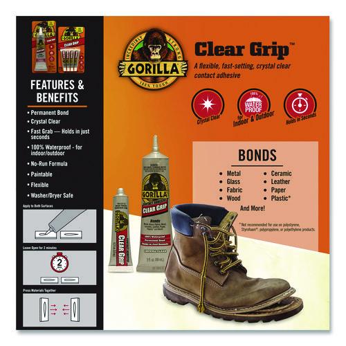Image of Gorilla® 8040002 Clear Grip Contact Adhesive, 3 oz Tube, Dries Clear