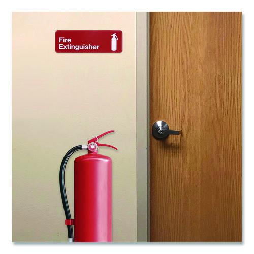 Image of Excello Global Products® EGP-HD-0480-S Fire Extinguisher Wall Sign, 9" x 3", Red Face, White Graphics, 3/Pack