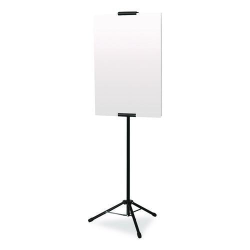 Image of Excello Global Products® EGP-HD-0523 Blank Floor Sign Stand, Holds Posters Up to 77", 26" to 86" Tall, Black Stand, White Face