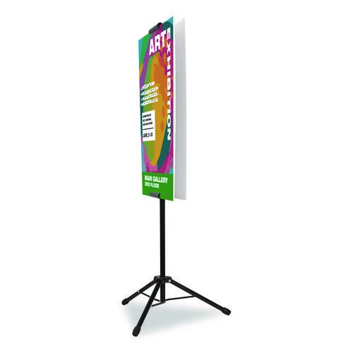 Image of Excello Global Products® EGP-HD-0523 Blank Floor Sign Stand, Holds Posters Up to 77", 26" to 86" Tall, Black Stand, White Face