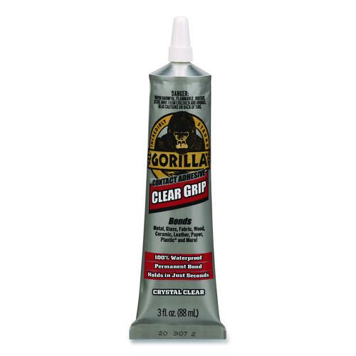 Image of Gorilla® 8040002 Clear Grip Contact Adhesive, 3 oz Tube, Dries Clear