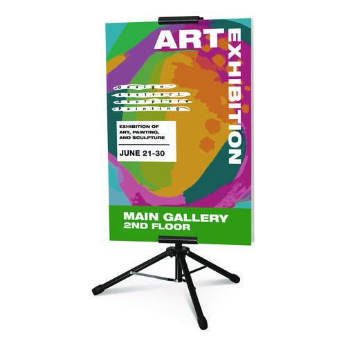Image of Excello Global Products® EGP-HD-0523 Blank Floor Sign Stand, Holds Posters Up to 77", 26" to 86" Tall, Black Stand, White Face