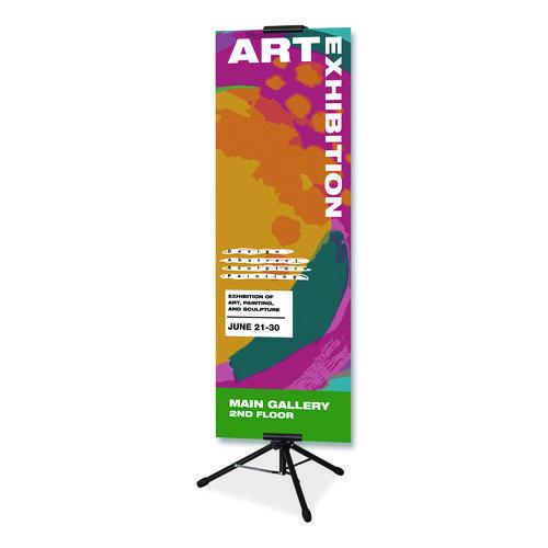 Image of Excello Global Products® EGP-HD-0523 Blank Floor Sign Stand, Holds Posters Up to 77", 26" to 86" Tall, Black Stand, White Face