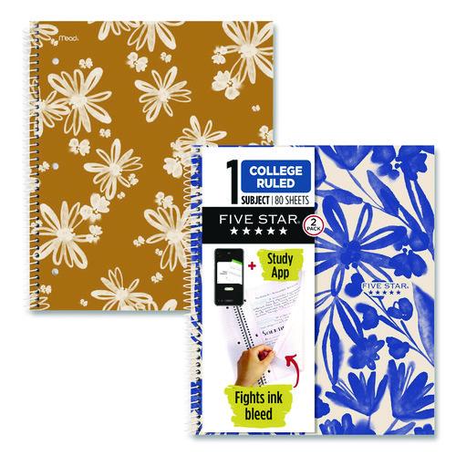 Image of Five StarÂ® Soft Pedals Spiral Notebook, 1-Subject, Medium/College Rule, Assorted Cover Colors, (80) 11 x 8.5 Sheets, 2/Pack