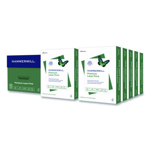 Image of Hammermill® 104604 Premium Laser Print Paper, 98 Bright, 24 lb Bond Weight, 8.5 x 11, White, 500/Ream, 10 Reams/Carton