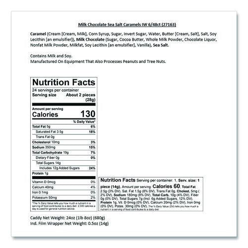 Image of Sanders® KAR27163 Small Batch Wonders Snack-Size Milk Chocolate Sea Salt Caramels, 0.5 oz Individually Wrapped, 48/Box