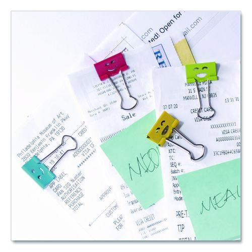 Image of Officemate 31090 Smiling Face Binder Clips, Small, Assorted Colors, 42/Pack