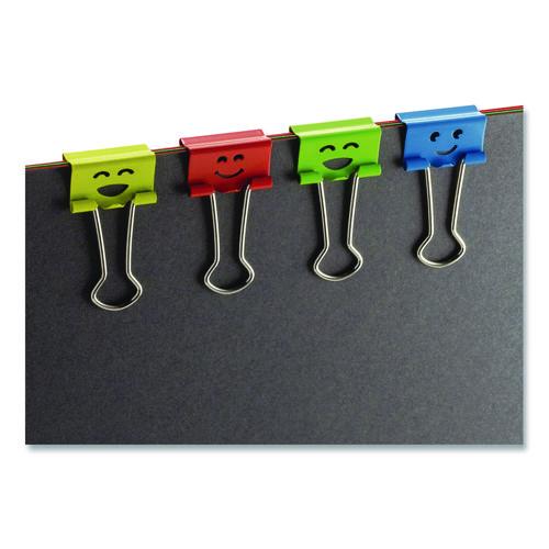 Image of Officemate 31090 Smiling Face Binder Clips, Small, Assorted Colors, 42/Pack