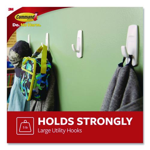 Image of Command 17003-CLUB Large Utility Hooks, Plastic, White, Supports 5 lb, 12/Pack