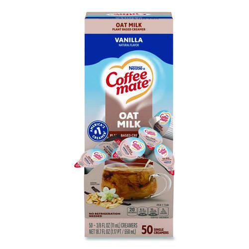 Image of Coffee mate® 12536842 Plant-Based Oat Milk Liquid Creamers, Natural Vanilla, 0.38 oz Mini Cups, 50/Box