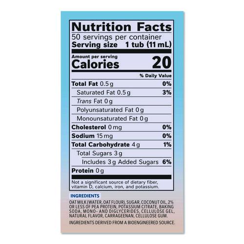 Image of Coffee mate® 12536842 Plant-Based Oat Milk Liquid Creamers, Natural Vanilla, 0.38 oz Mini Cups, 50/Box, 4 Boxes/Carton