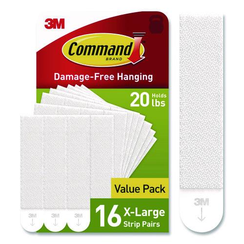 Image of Command 17217-16NA Damage-Free Hanging Picture Hanging Strip Pairs, Holds up to 5 lb, White, 16/Pack