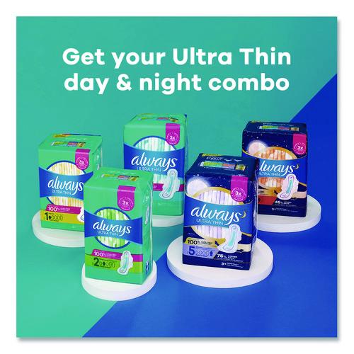 Image of AlwaysÂ® Ultra Thin Pads with Wings, Size 1, Regular Absorbency, 22 Pads/Pack, 12 Packs/Carton