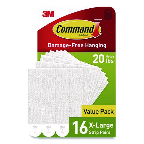 Image of Command 17217-16NA Damage-Free Hanging Picture Hanging Strip Pairs, Holds up to 5 lb, White, 16/Pack