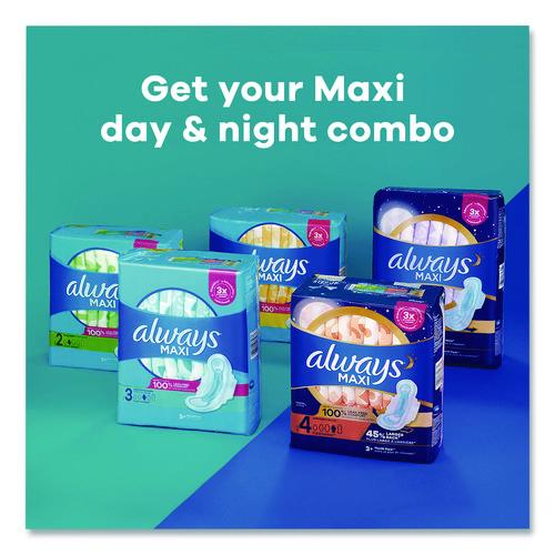 Image of Always® 03368 Maxi Long Super Daytime Pad with Wings, Size 2, Super Absorbency, 18/Pack, 8 Packs/Carton