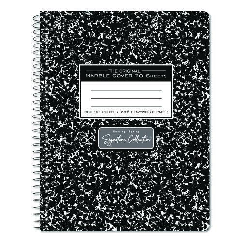 Image of Roaring Spring® 10111 Signature Collection Spiralbound Composition Book, Medium/College Rule, Black Marble Cover, (70) 9.75 x 7 Sheets