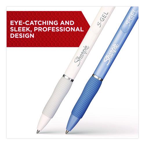 Image of Sharpie® S-Gel 2169762 S-Gel Fashion Barrel Gel Pen, Retractable, Medium 0.7 mm, Black Ink, Pearl White Barrel, 8/Pack