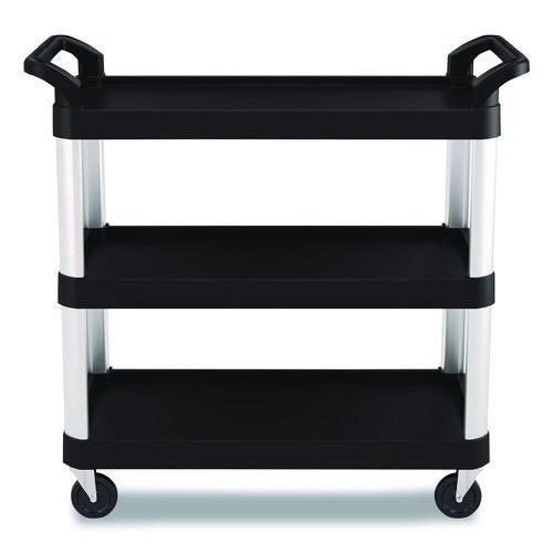 Image of Suncast Commercial® RC2040 Three-Shelf Service Cart, Metal/Plastic, 3 Shelves, 300 lb Capacity, 20" x 39.85" x 38.17", Black